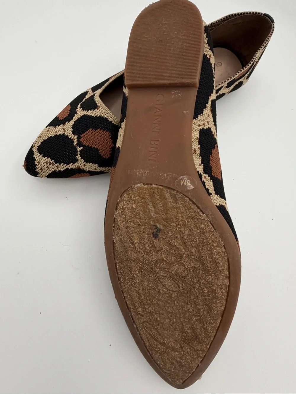 Gianni Bini Knit Leopard-Print Flats in Brown and Black